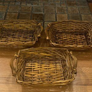 3 Vintage, French Provincial, Small Wicker Basket/Trays
